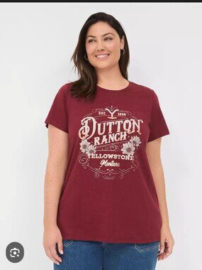 DUTTON YELLOWSTONE BURGUNDY SHORT SLEEVE SIZE 18/20 NWT